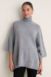 Gray Wool Cashmere Fur Collar Janet Poncho