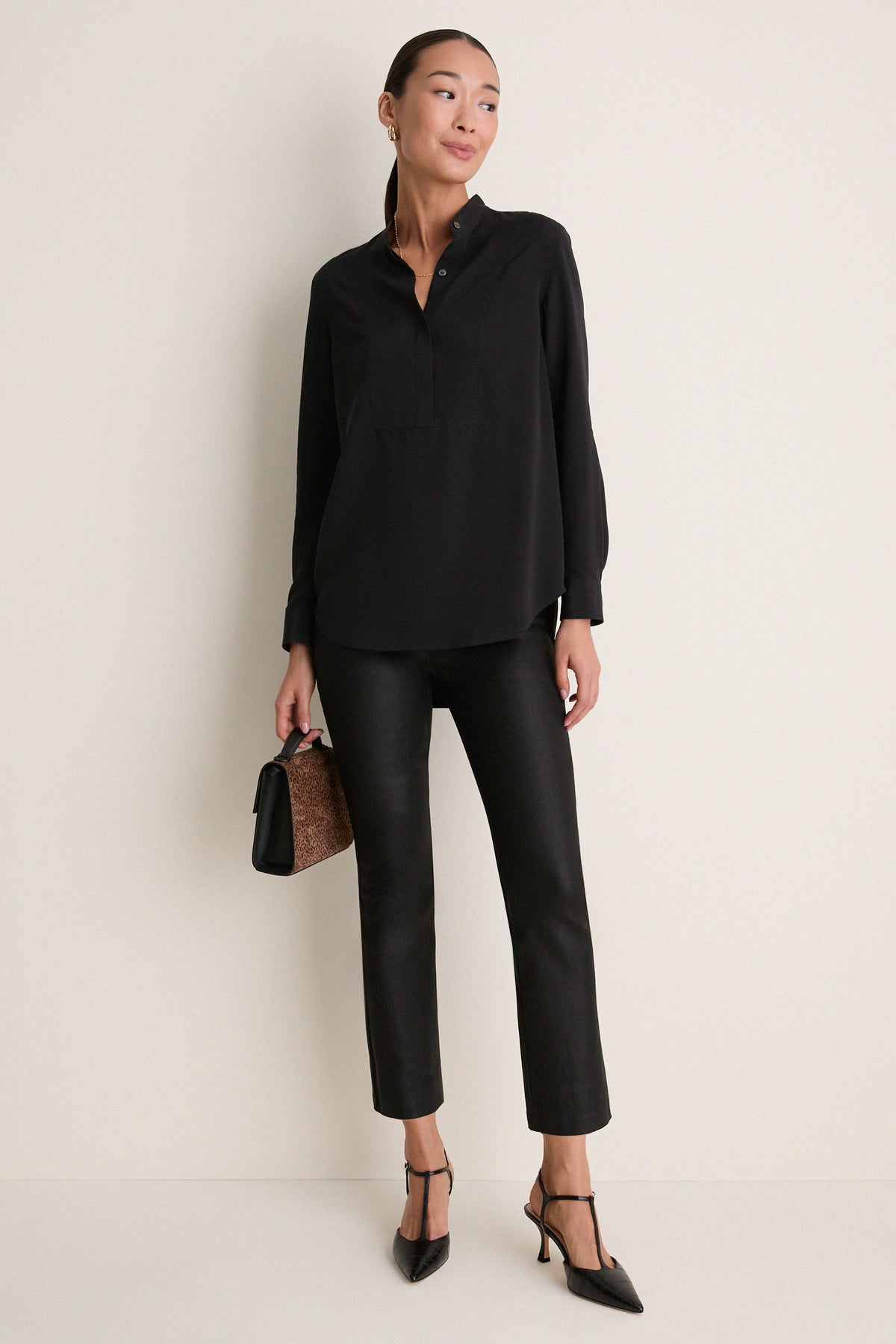 Black Silk Gillian Tuxedo Shirt