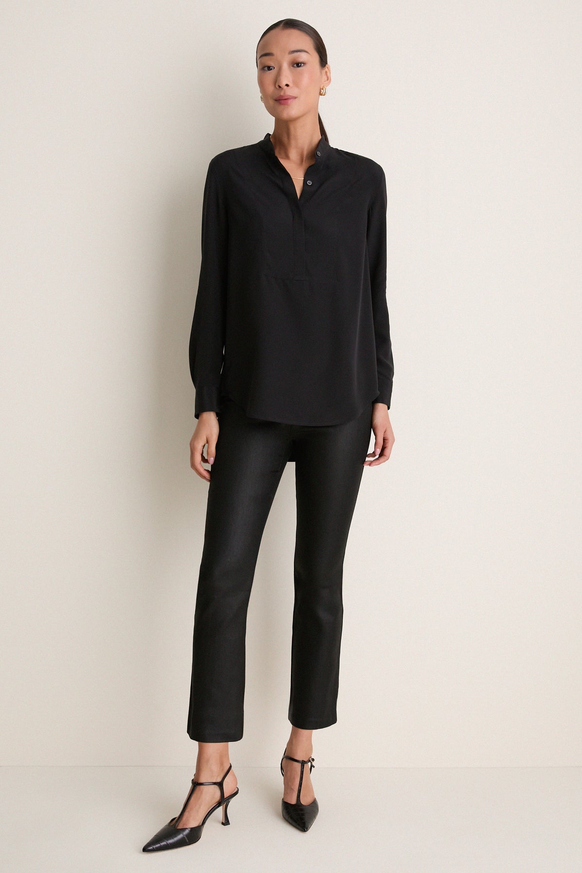 Black Silk Gillian Tuxedo Shirt
