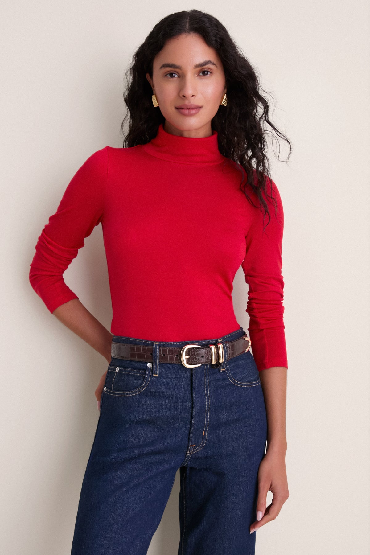 Apple Red Modal Cashmere Everett Turtleneck