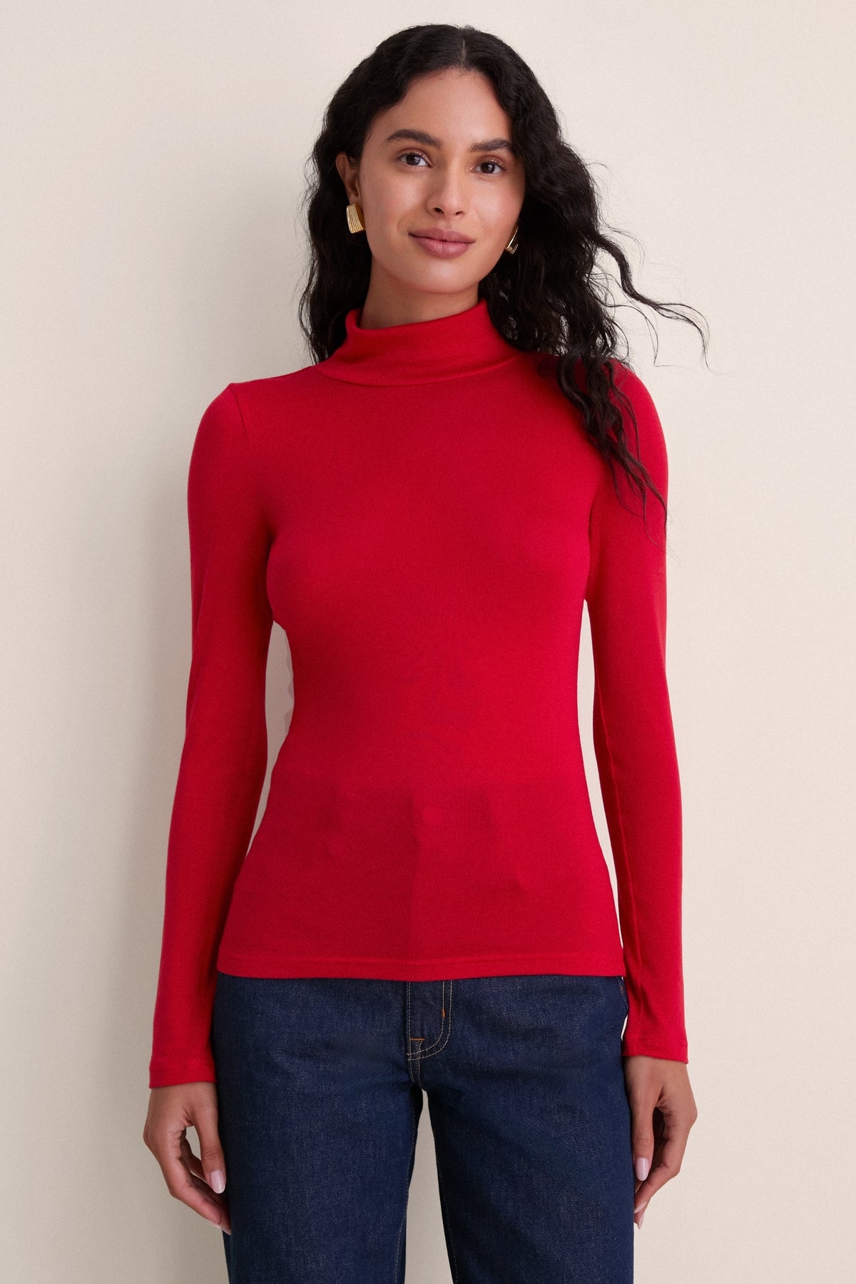 Apple Red Modal Cashmere Everett Turtleneck