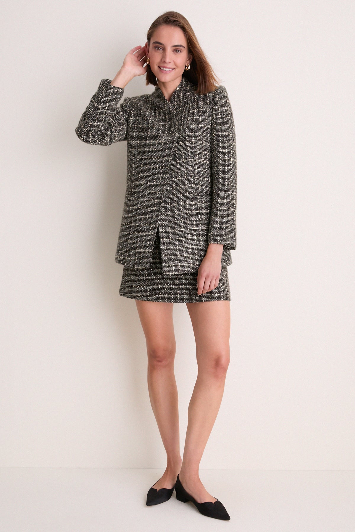 Metallic Tweed Meg A-Line Mini Skirt