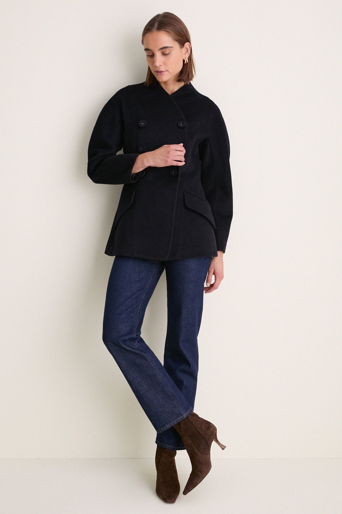 Navy Wool Structured Safford Blazer