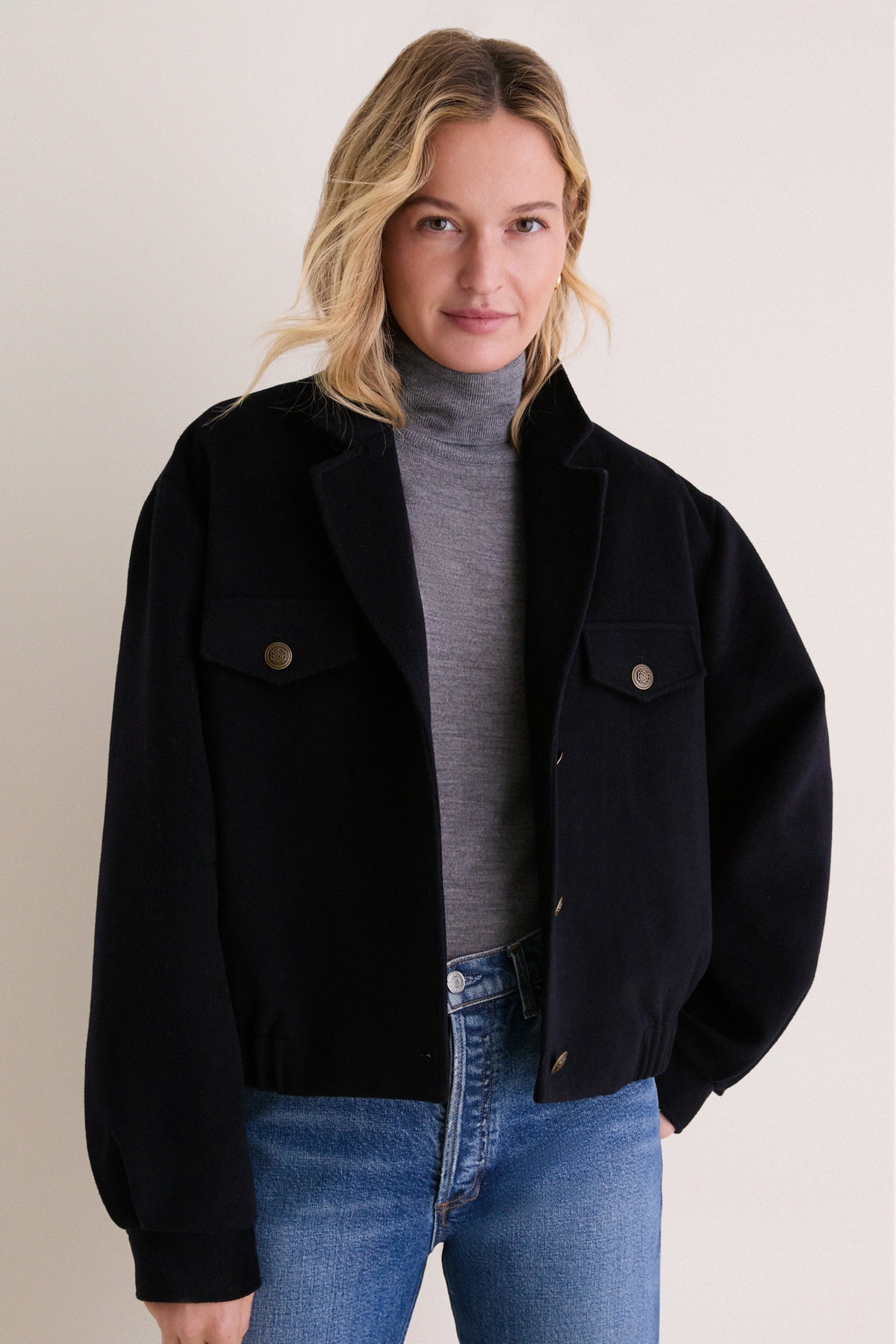 Navy Wool Joey Bomber Jacket