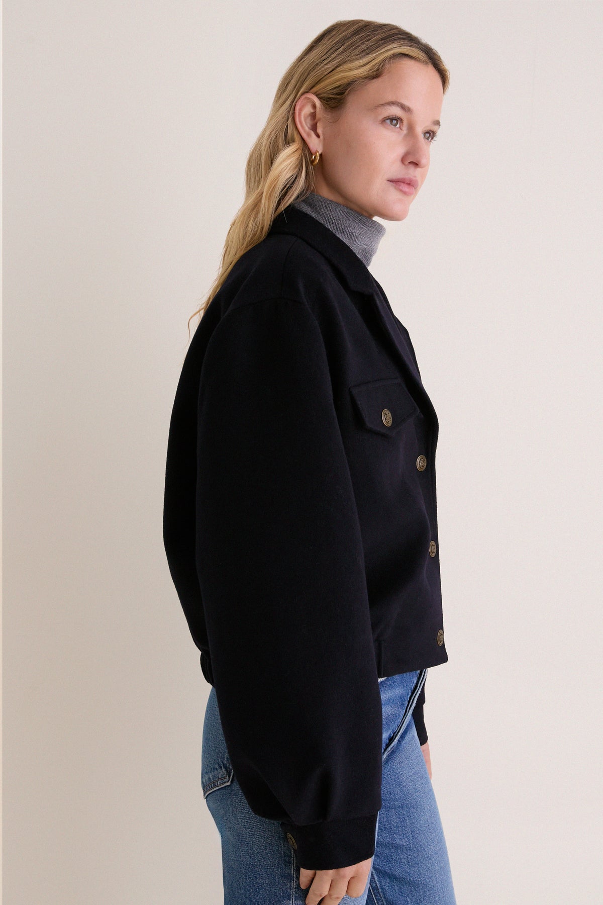 Navy Wool Joey Bomber Jacket
