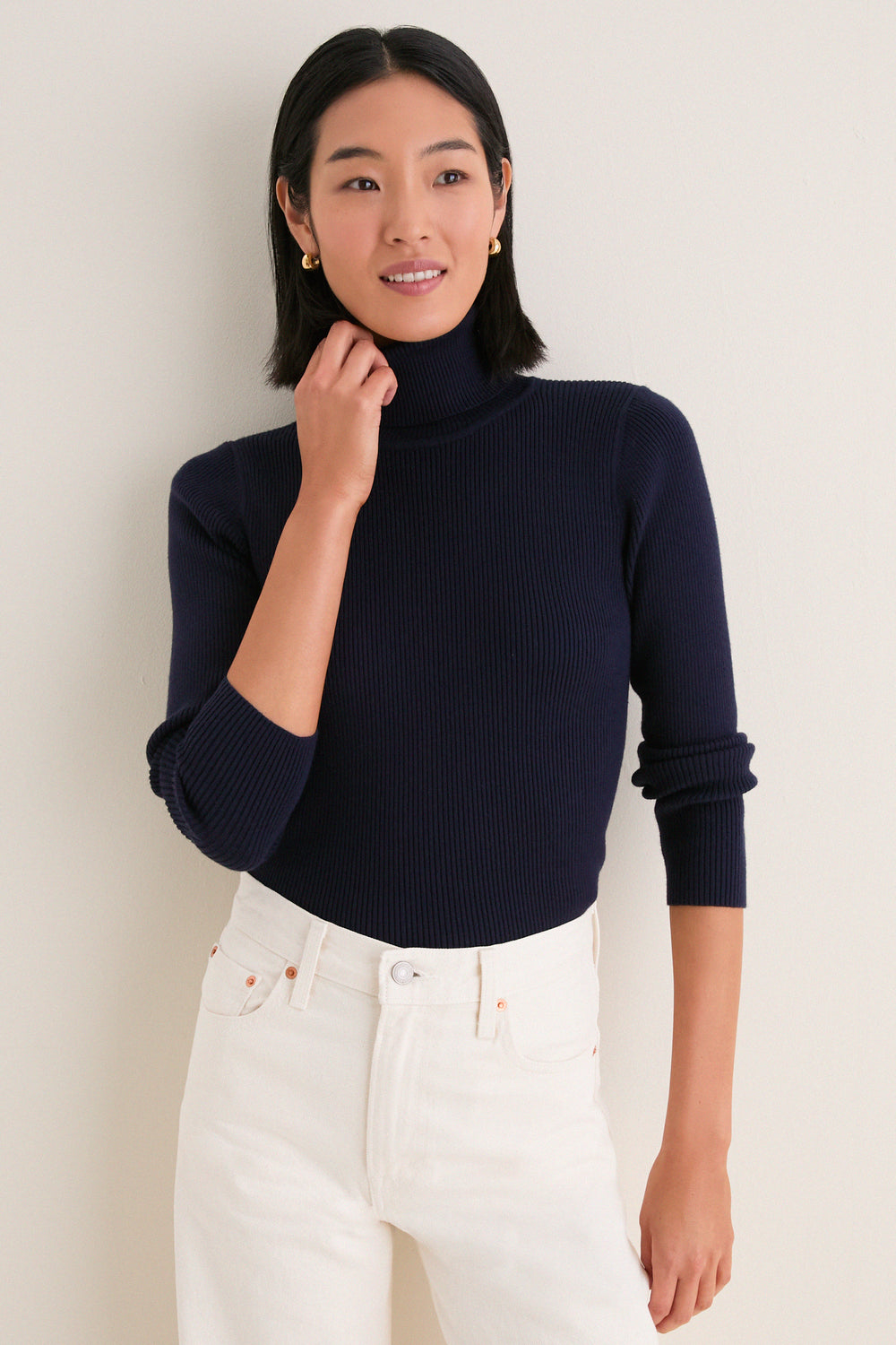 Navy Arlo Ribbed Turtleneck