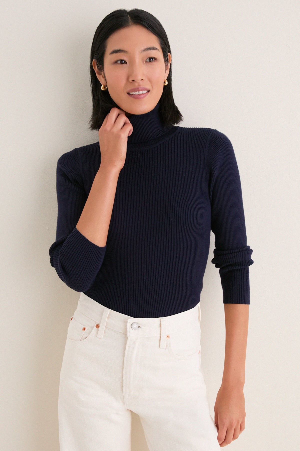 Navy Arlo Ribbed Turtleneck