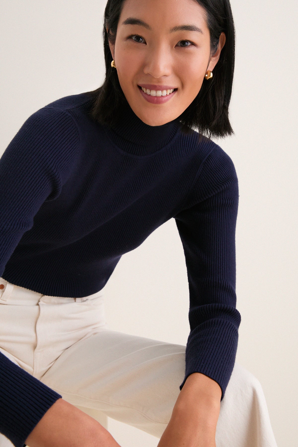 Navy Arlo Ribbed Turtleneck