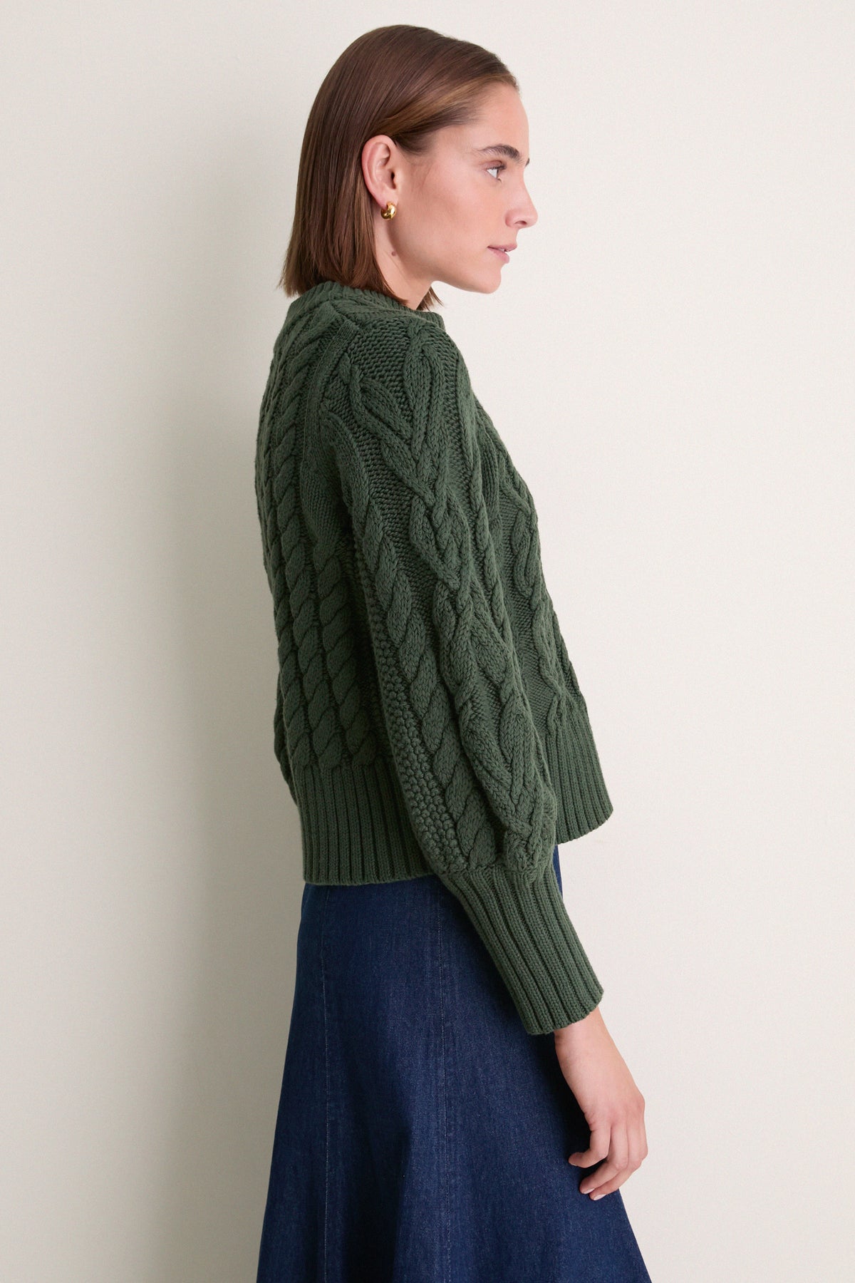 Hunter Green Cotton Colette Cardigan