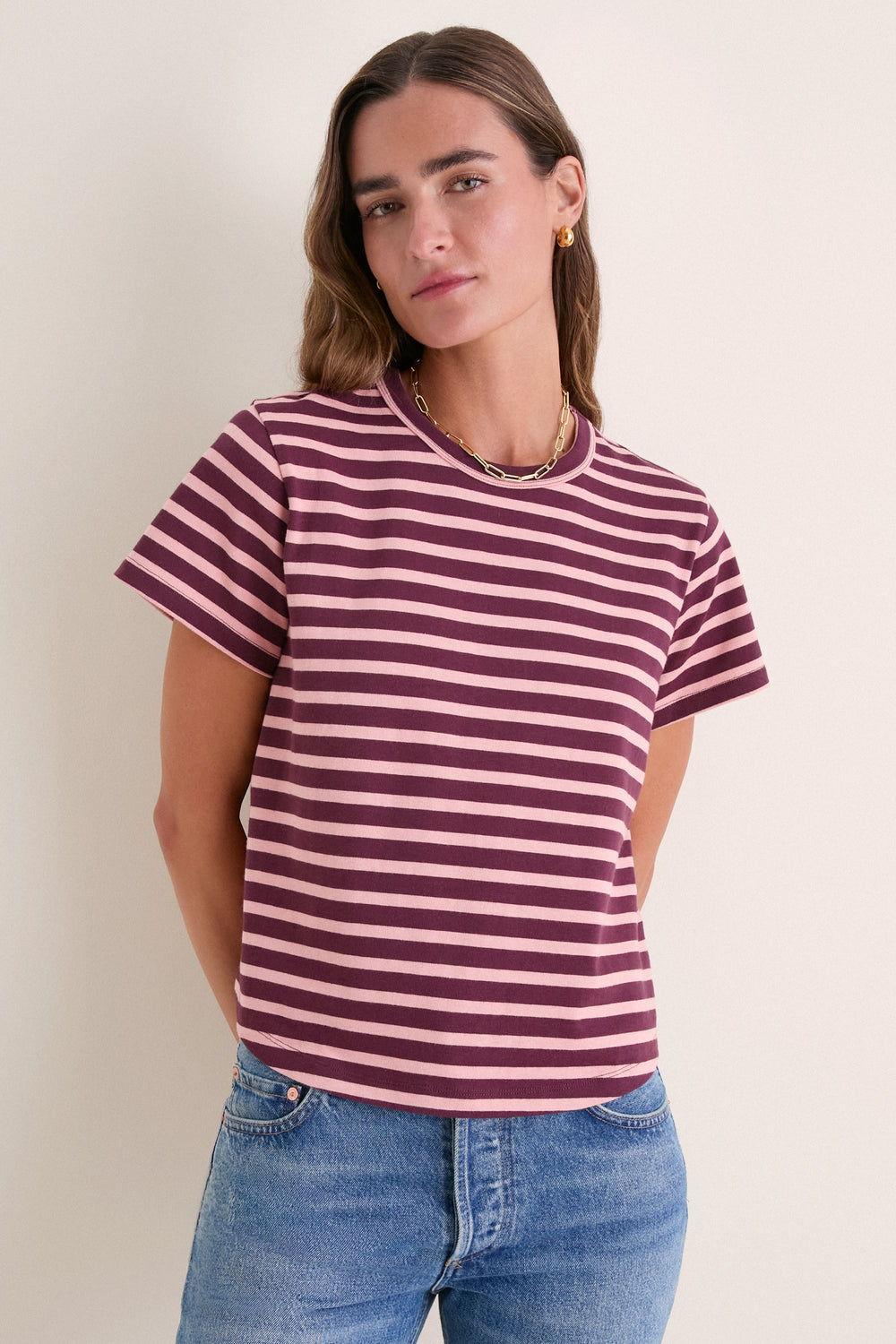 Mauve Stripe Parker Classic Tee