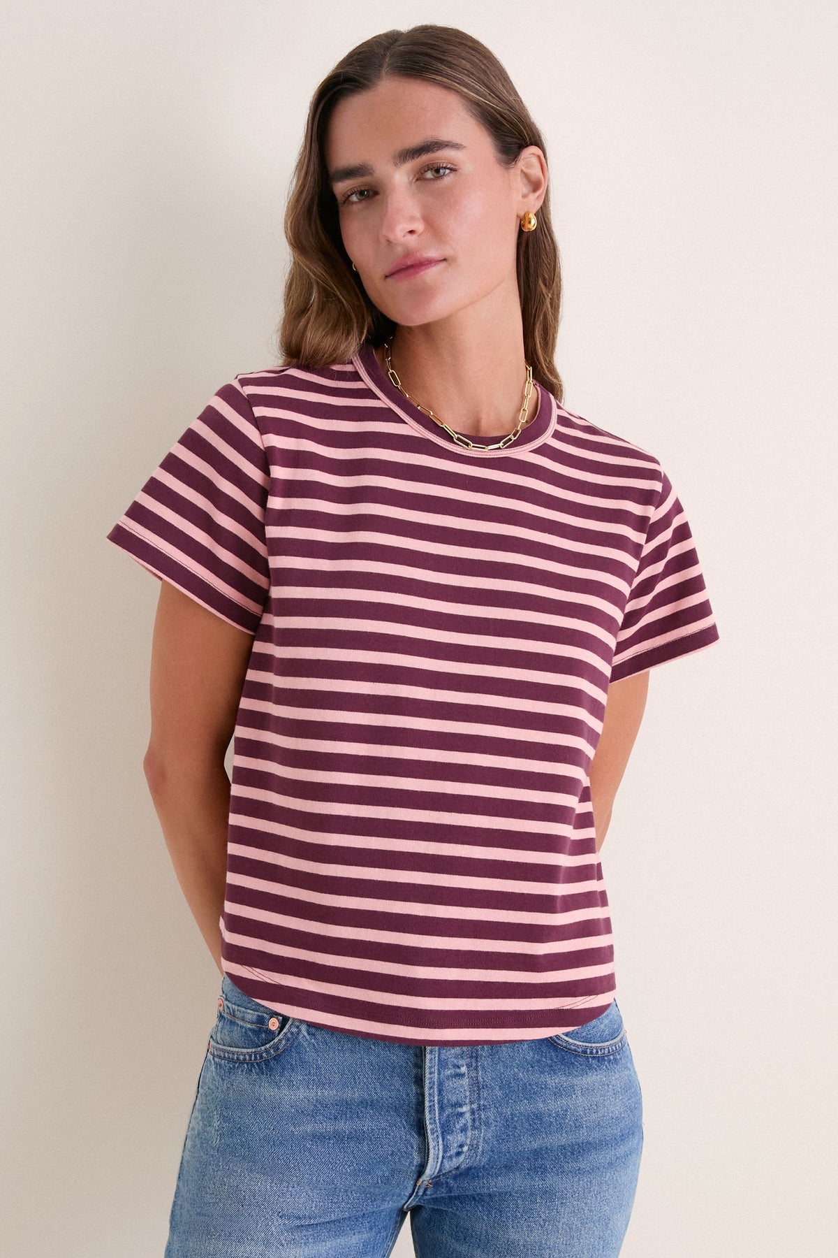 Mauve Stripe Parker Classic Tee
