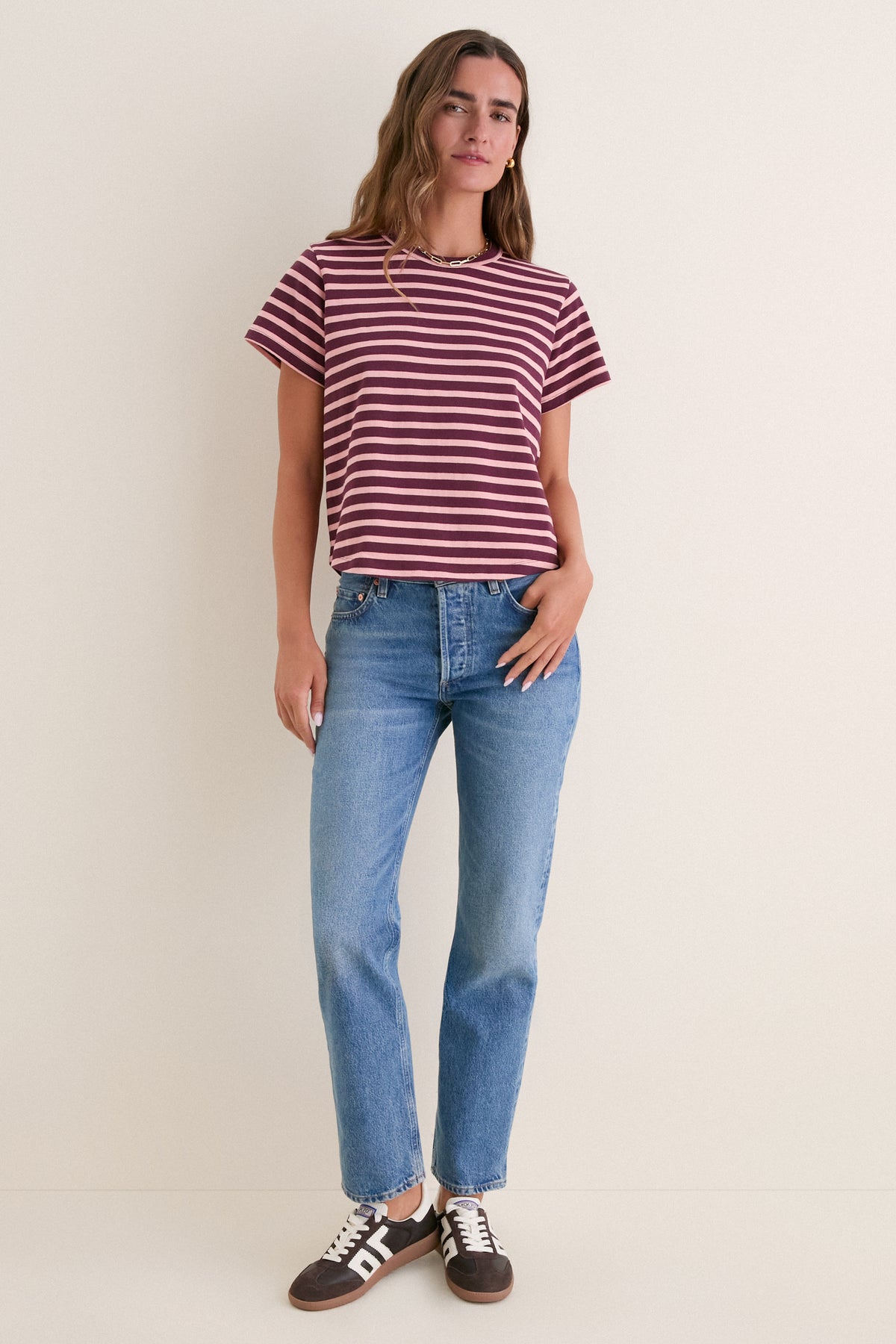 Mauve Stripe Parker Classic Tee