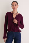 Winetasting Knit Patterson Ruffle Sweater