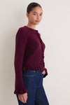 Winetasting Knit Patterson Ruffle Sweater
