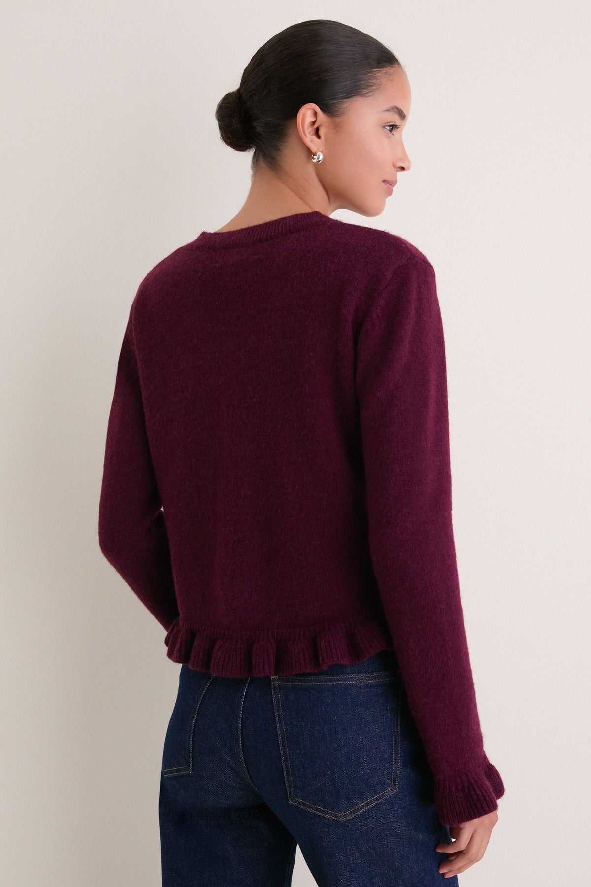 Winetasting Knit Patterson Ruffle Sweater