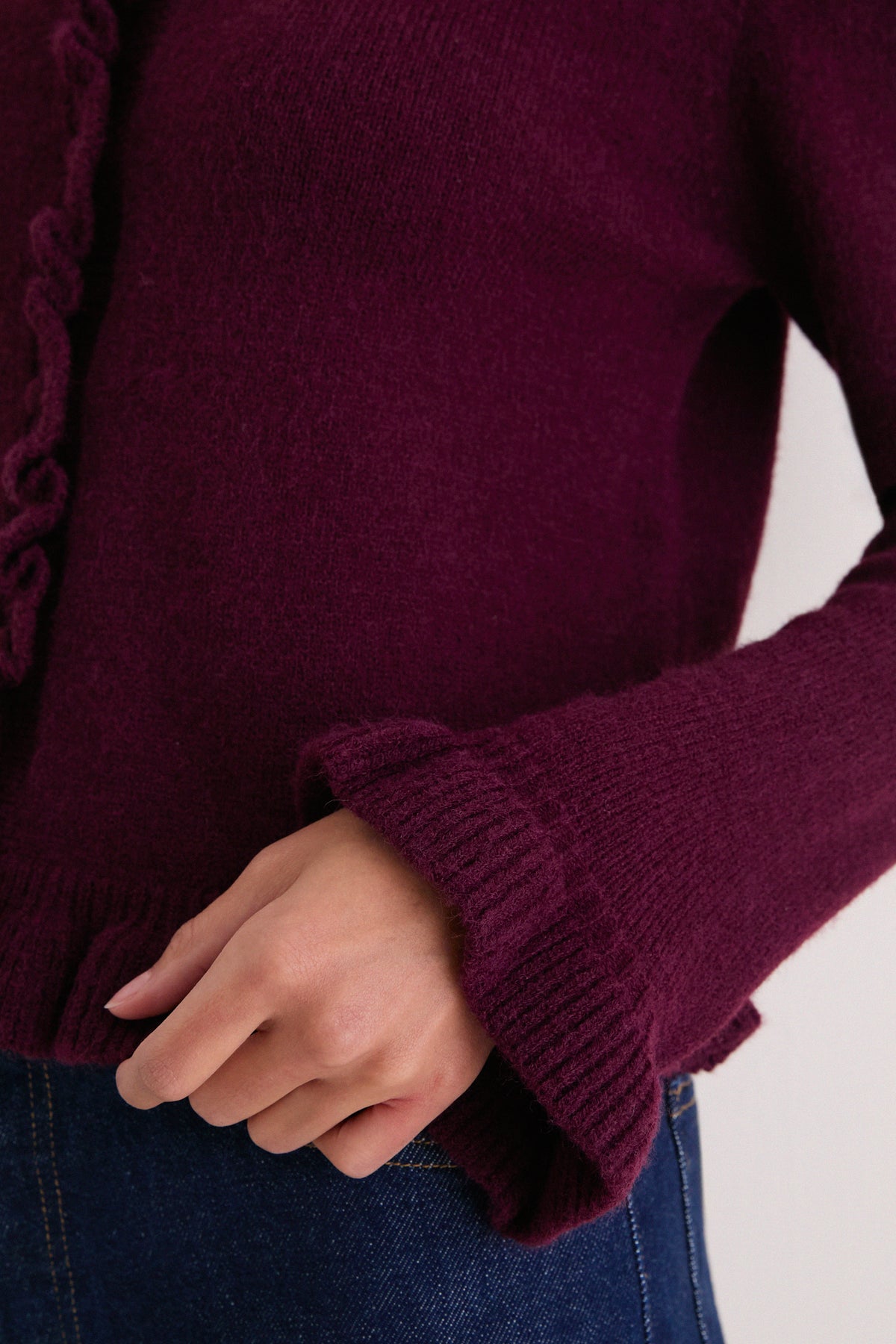 Winetasting Knit Patterson Ruffle Sweater