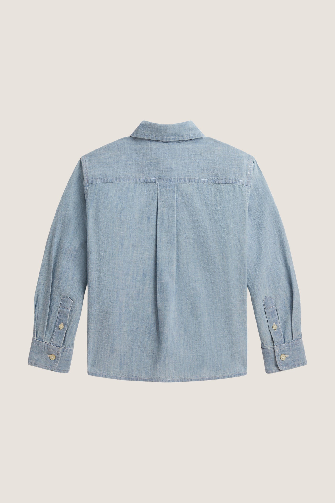 Little Girls Long Sleeve Chambray Collared Shirt
