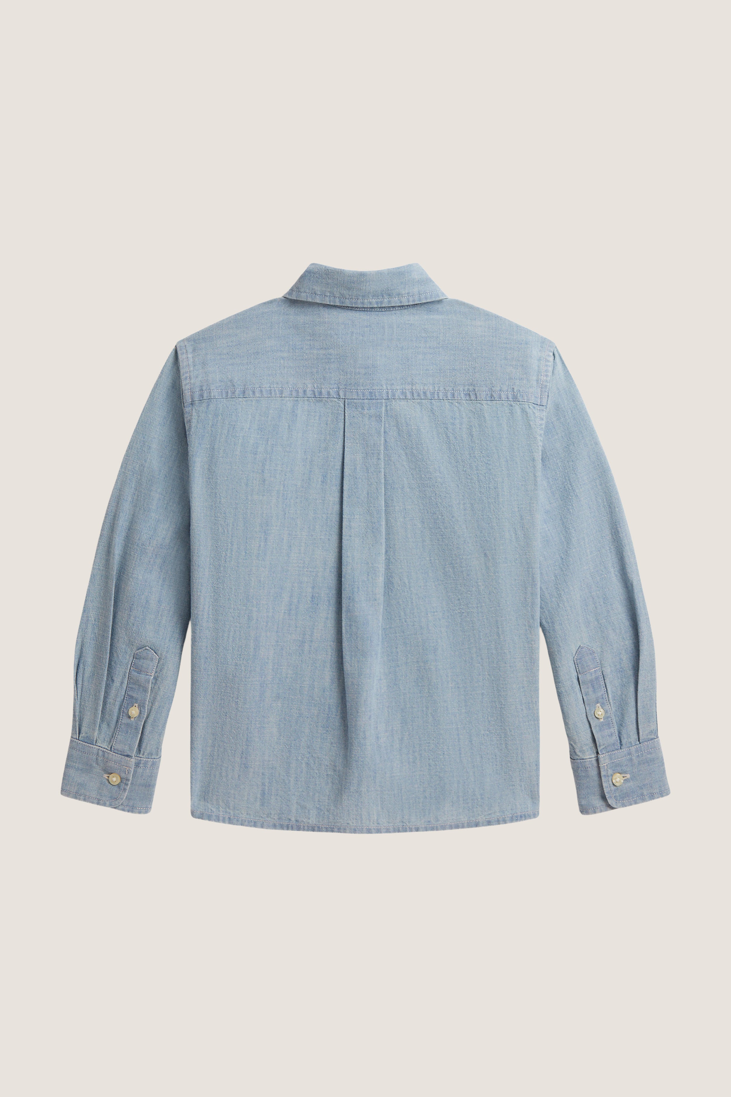 Little Girls Long Sleeve Chambray Collared Shirt