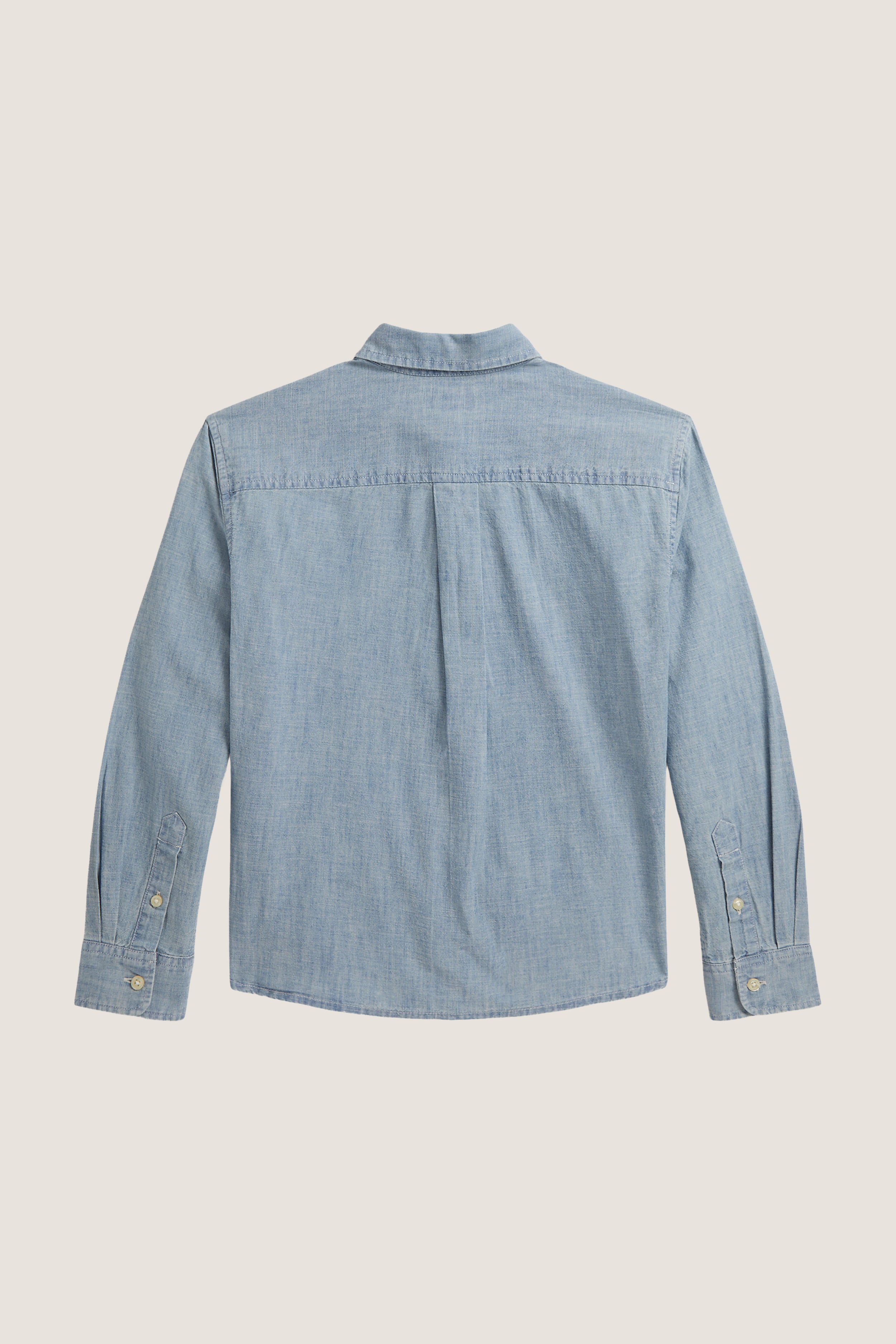 Girls Long Sleeve Chambray Collared Shirt