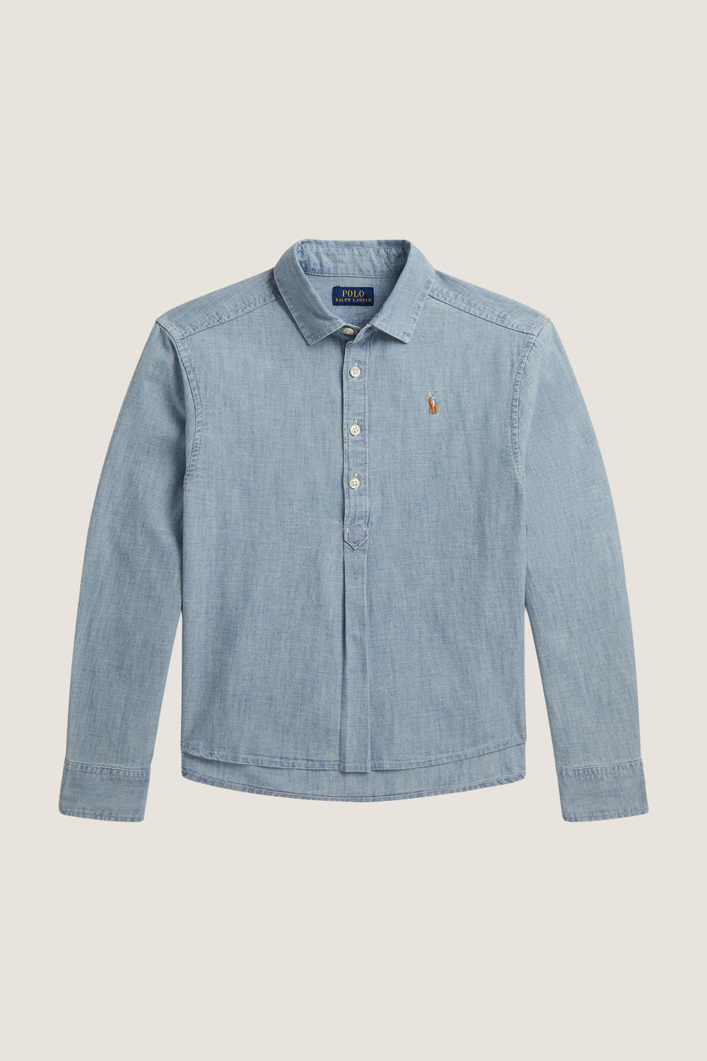 Girls Long Sleeve Chambray Collared Shirt