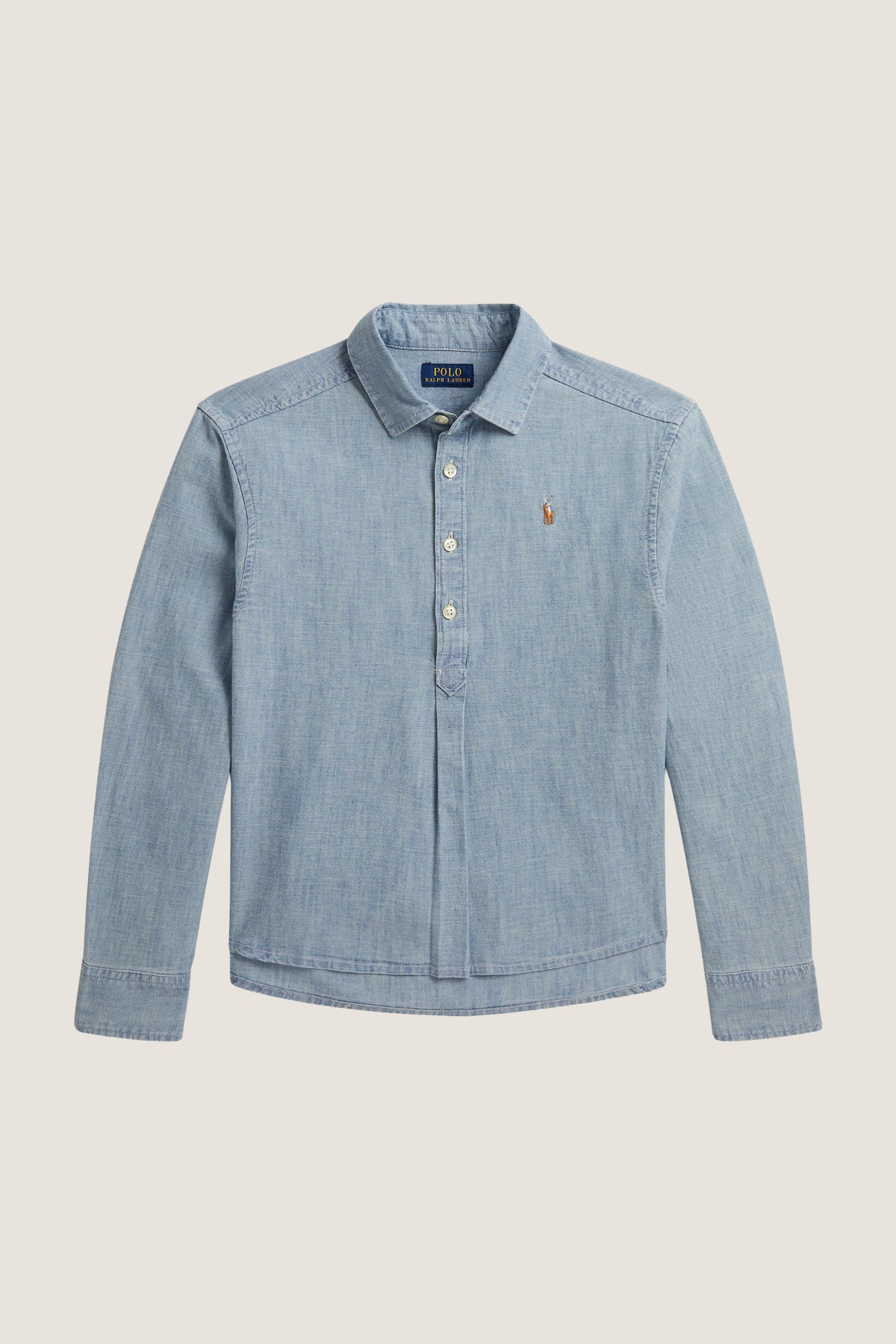 Girls Long Sleeve Chambray Collared Shirt