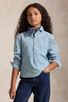 Girls Long Sleeve Chambray Collared Shirt