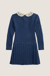 Little Girls Long-Sleeve Cotton Cable Knit Collared Dress
