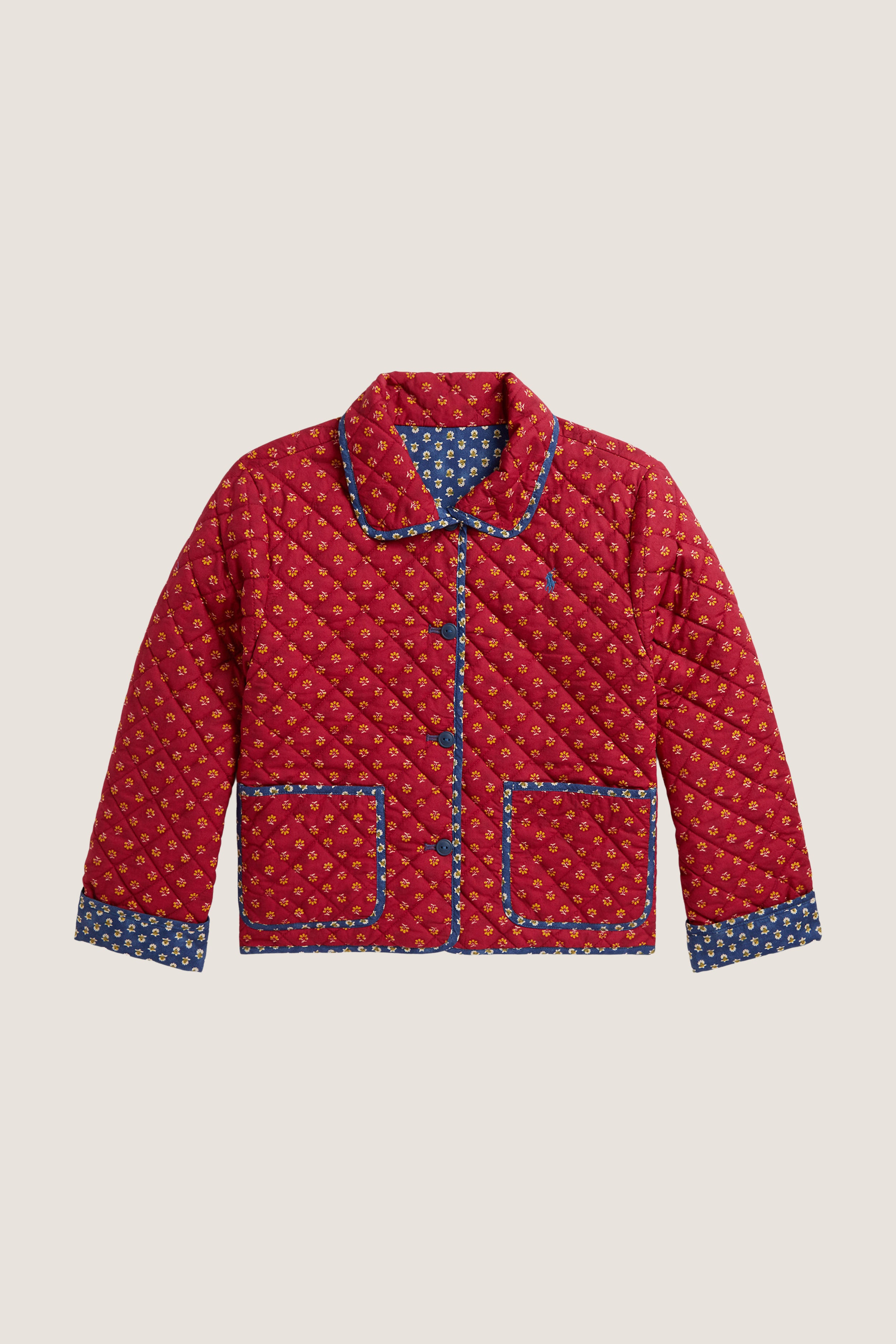 Girls Quilted Poplin Floral Jacket