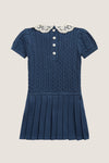 Baby Short-Sleeve Cotton Cable Knit Collared Dress