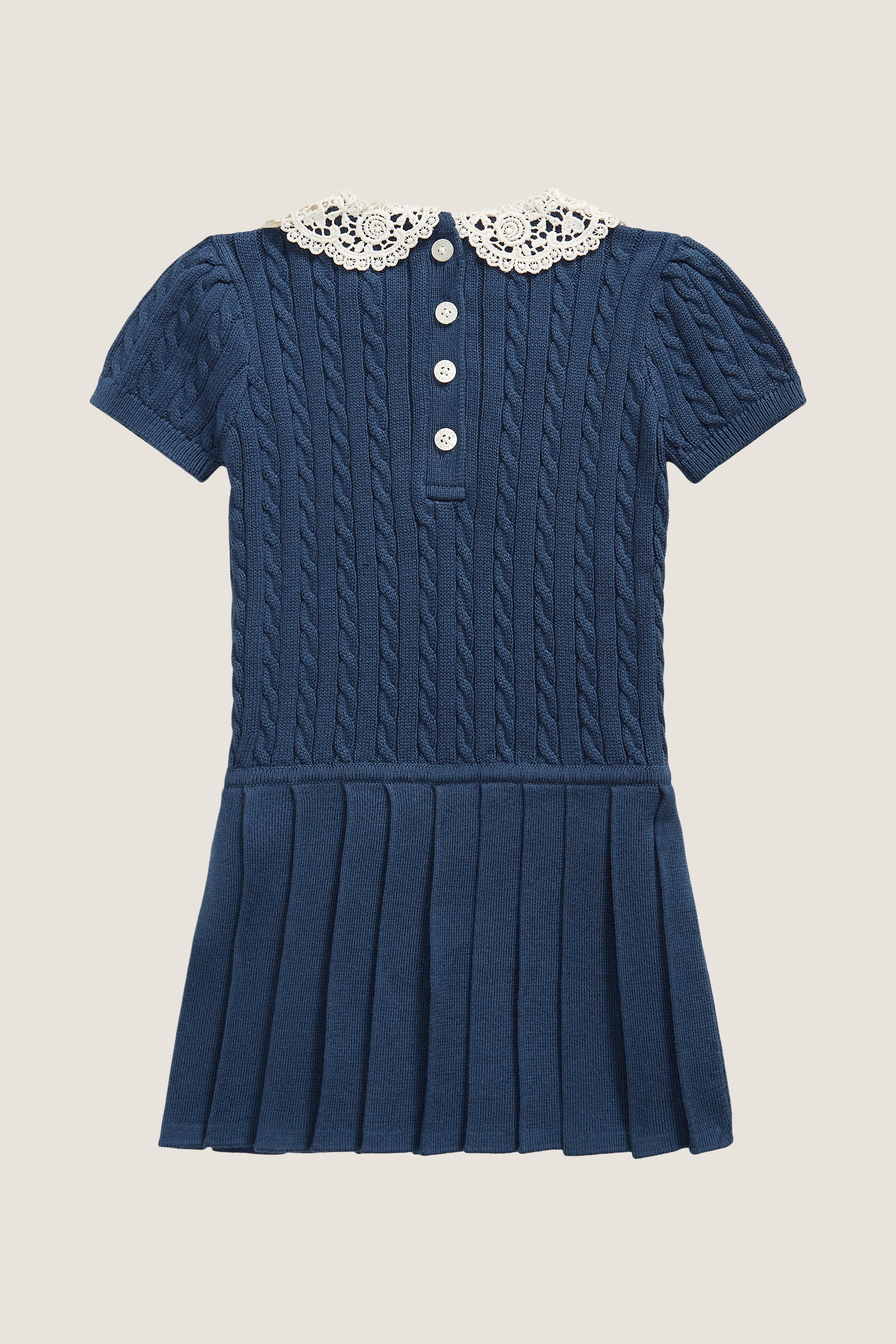 Baby Short-Sleeve Cotton Cable Knit Collared Dress