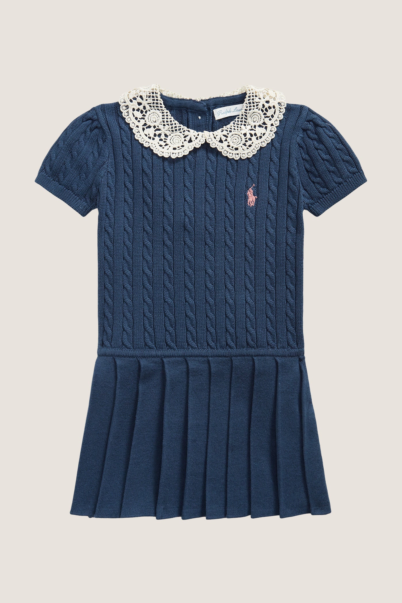 Baby Short-Sleeve Cotton Cable Knit Collared Dress