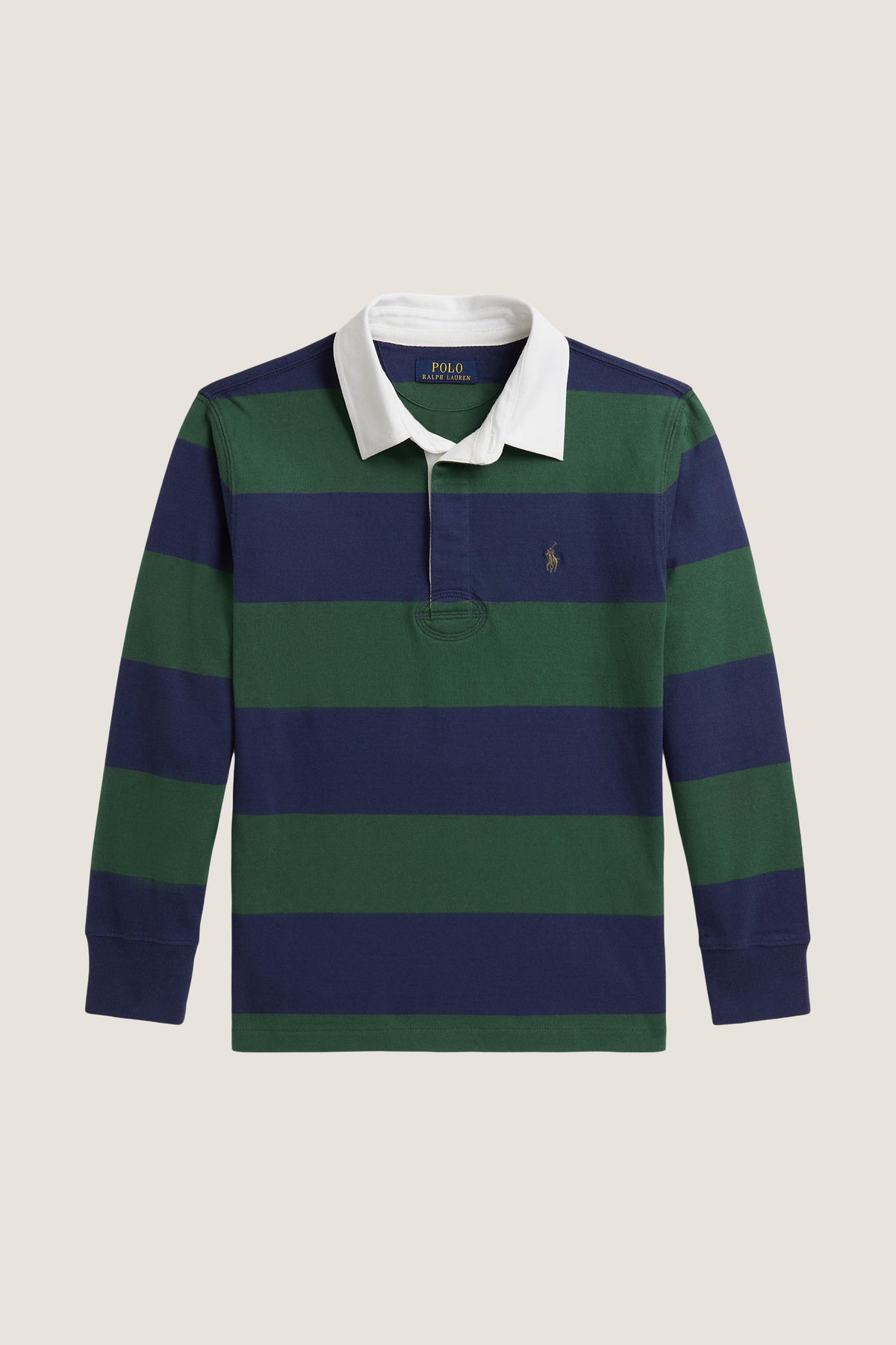 Boys Long-Sleeve Cotton Jersey Striped Rugby Polo