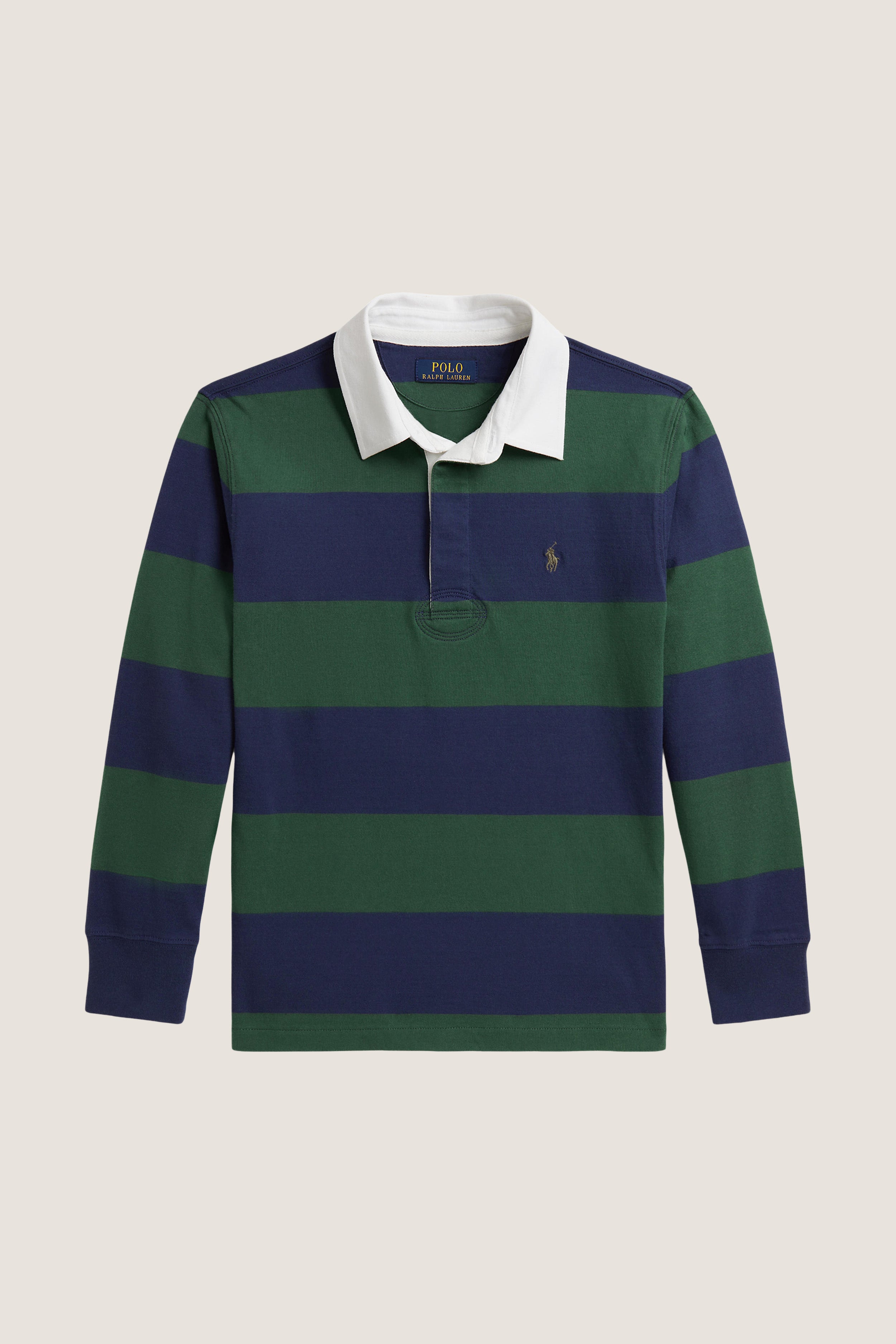 Boys Long-Sleeve Cotton Jersey Striped Rugby Polo