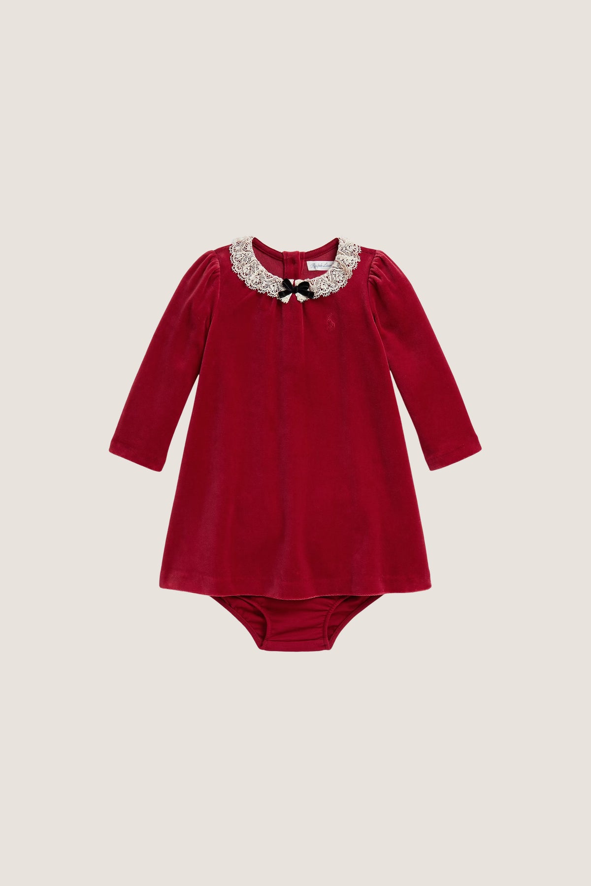Baby Girls Long-Sleeve Velour Collared Dress
