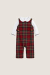 Long-Sleeve Wood Plaid Overall Set
