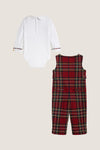 Long-Sleeve Wood Plaid Overall Set