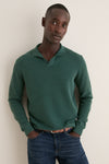 Pine Birdseye Cotton Split-Neck Sweater