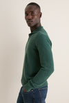 Pine Birdseye Cotton Split-Neck Sweater