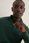 Pine Birdseye Cotton Split-Neck Sweater