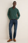 Pine Birdseye Cotton Split-Neck Sweater