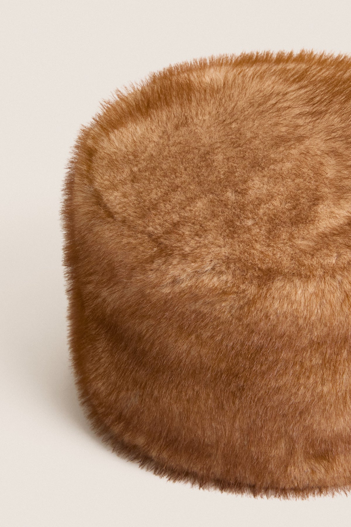 Tan Faux Fur Pillbox Hat