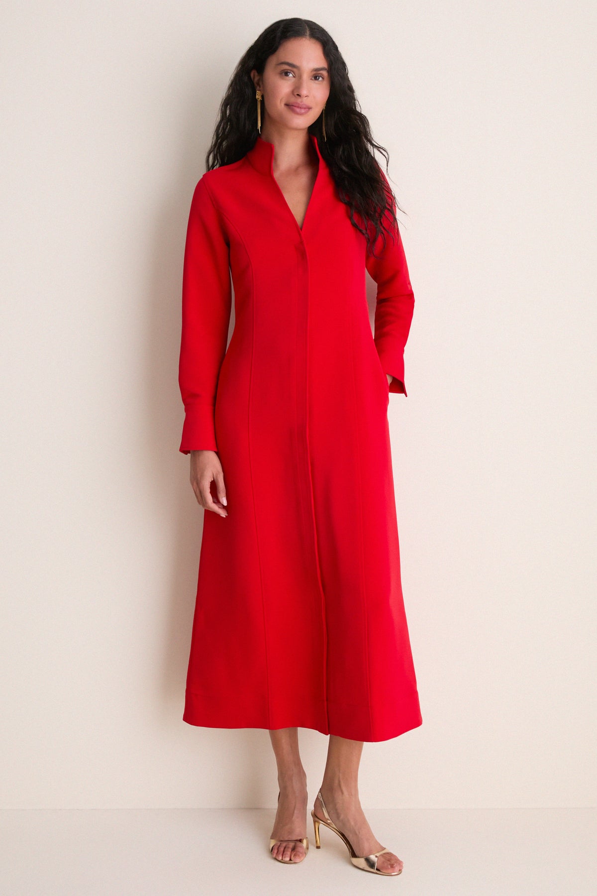 Red Crepe Bessette Maxi Dress