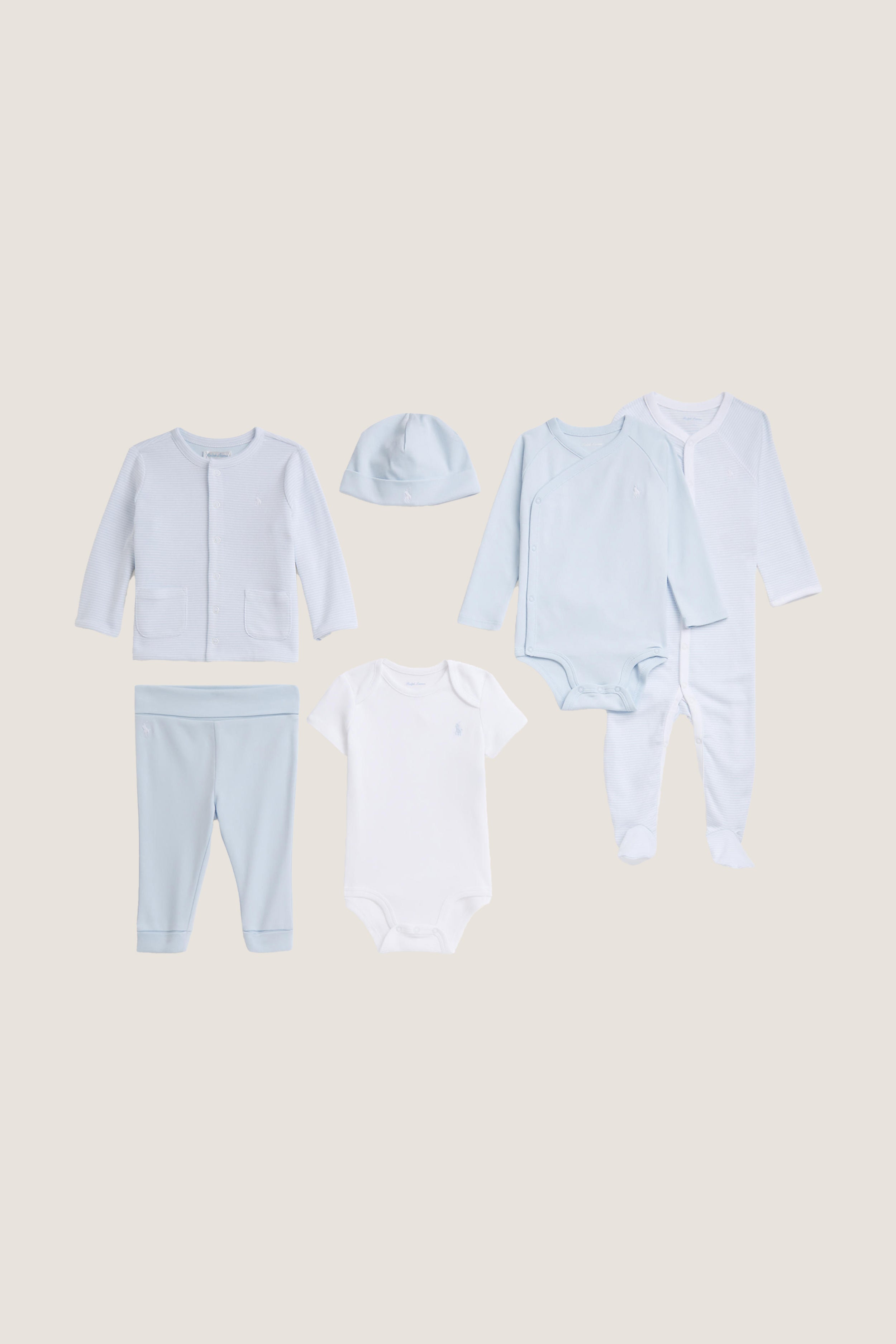 Blue Cotton Interlock Stripe Gift Box Set