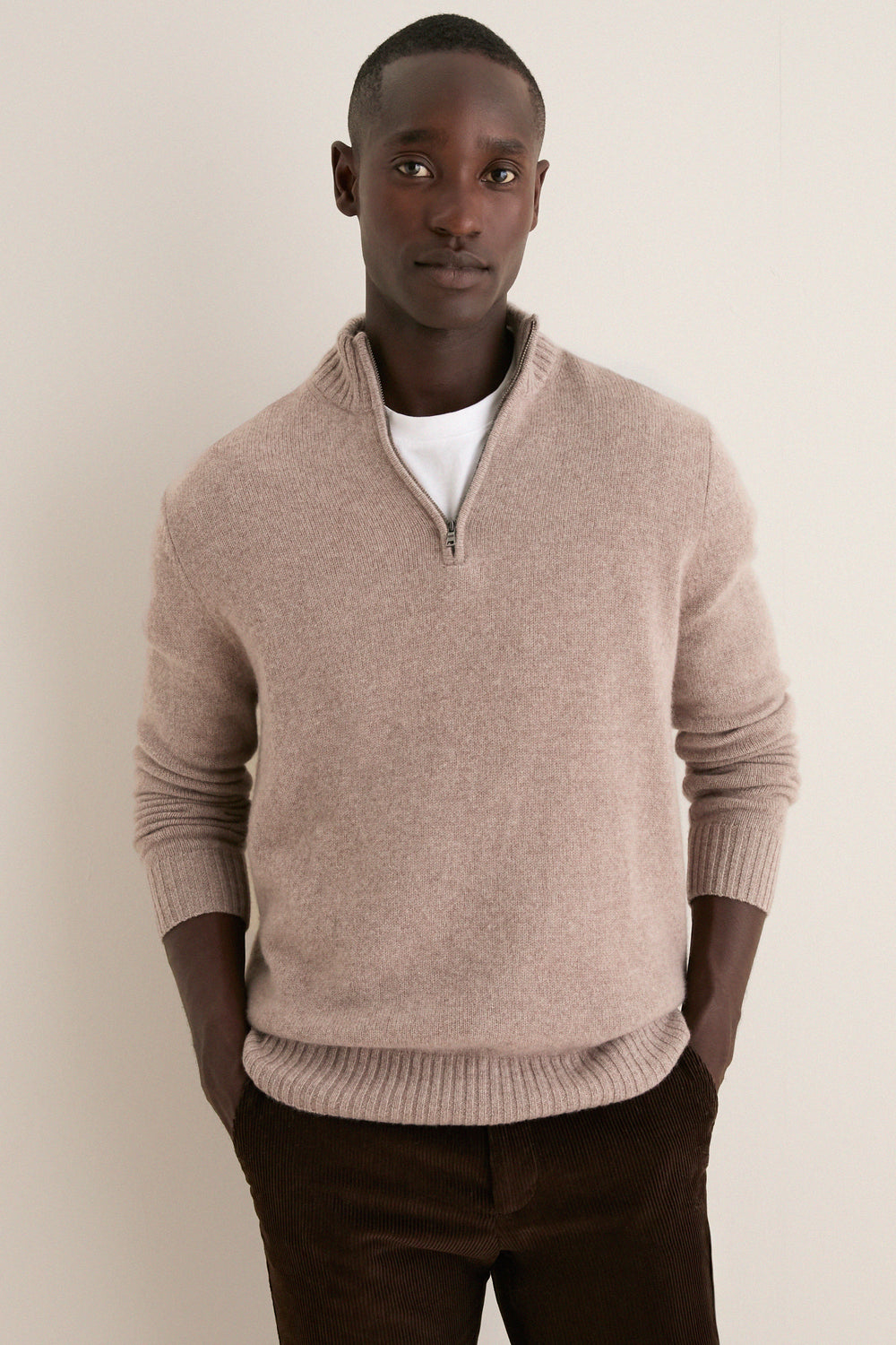 Men's Wheat Cashmere Steve Quarter-Zip