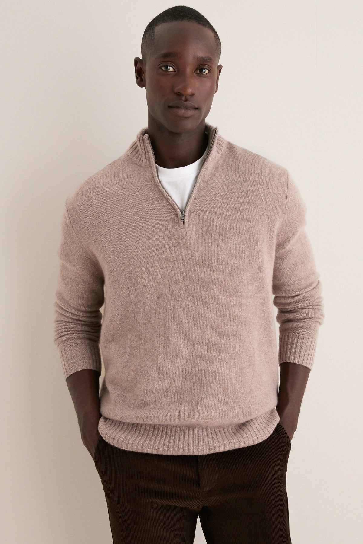 Men's Wheat Cashmere Steve Quarter-Zip