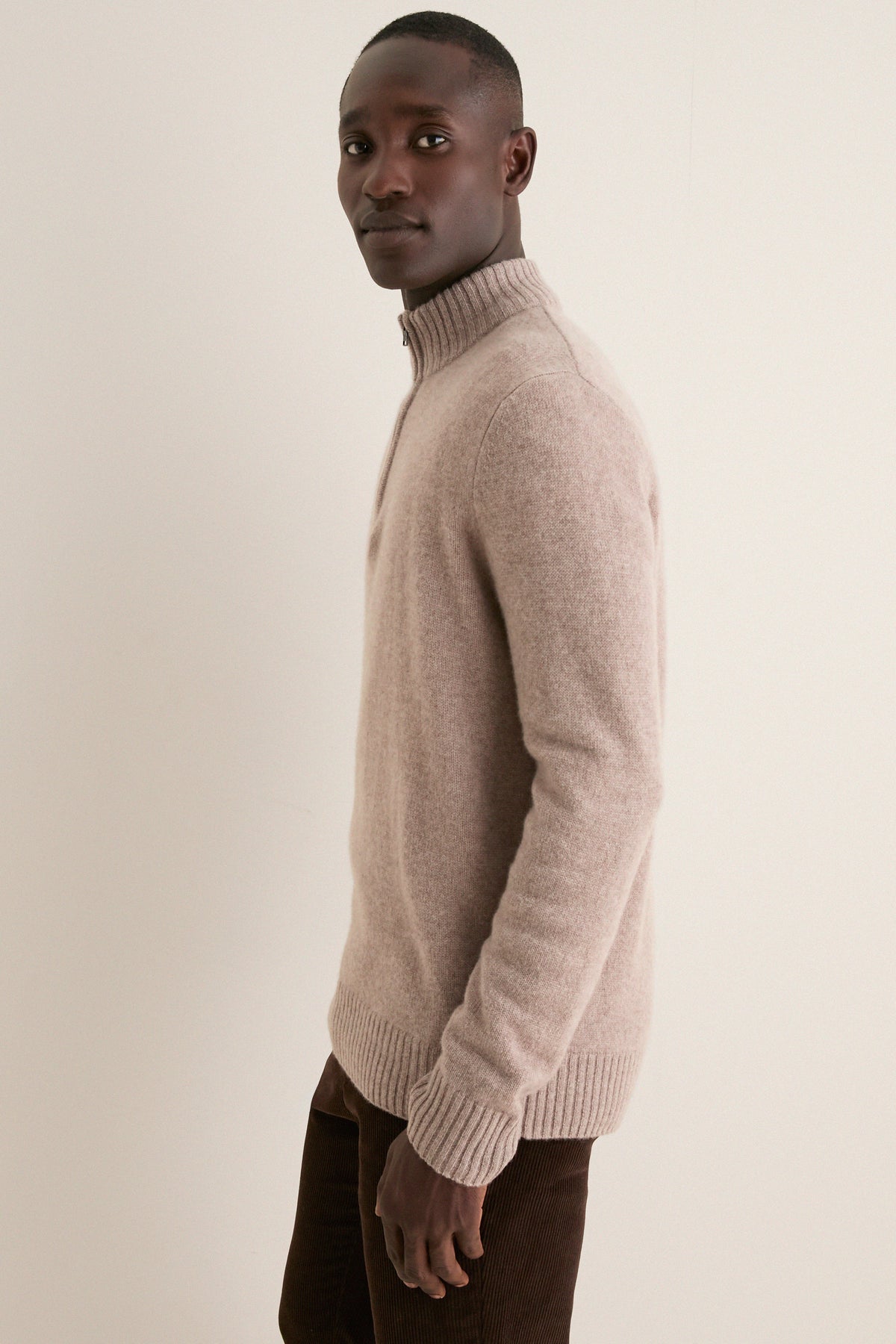 Men's Wheat Cashmere Steve Quarter-Zip