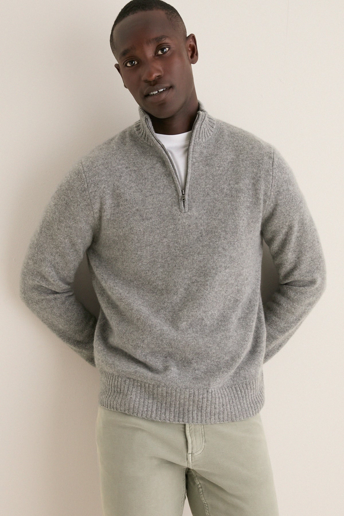 Men's Shadow Gray Cashmere Steve Quarter-Zip