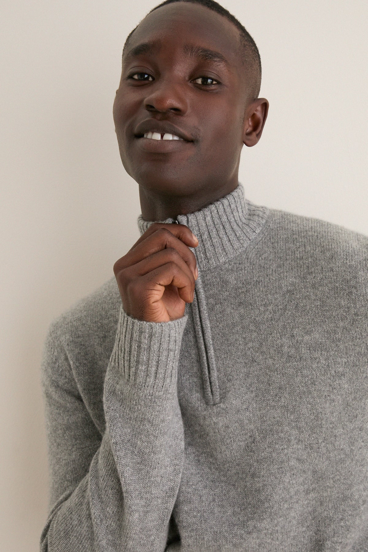 Men's Shadow Gray Cashmere Steve Quarter-Zip
