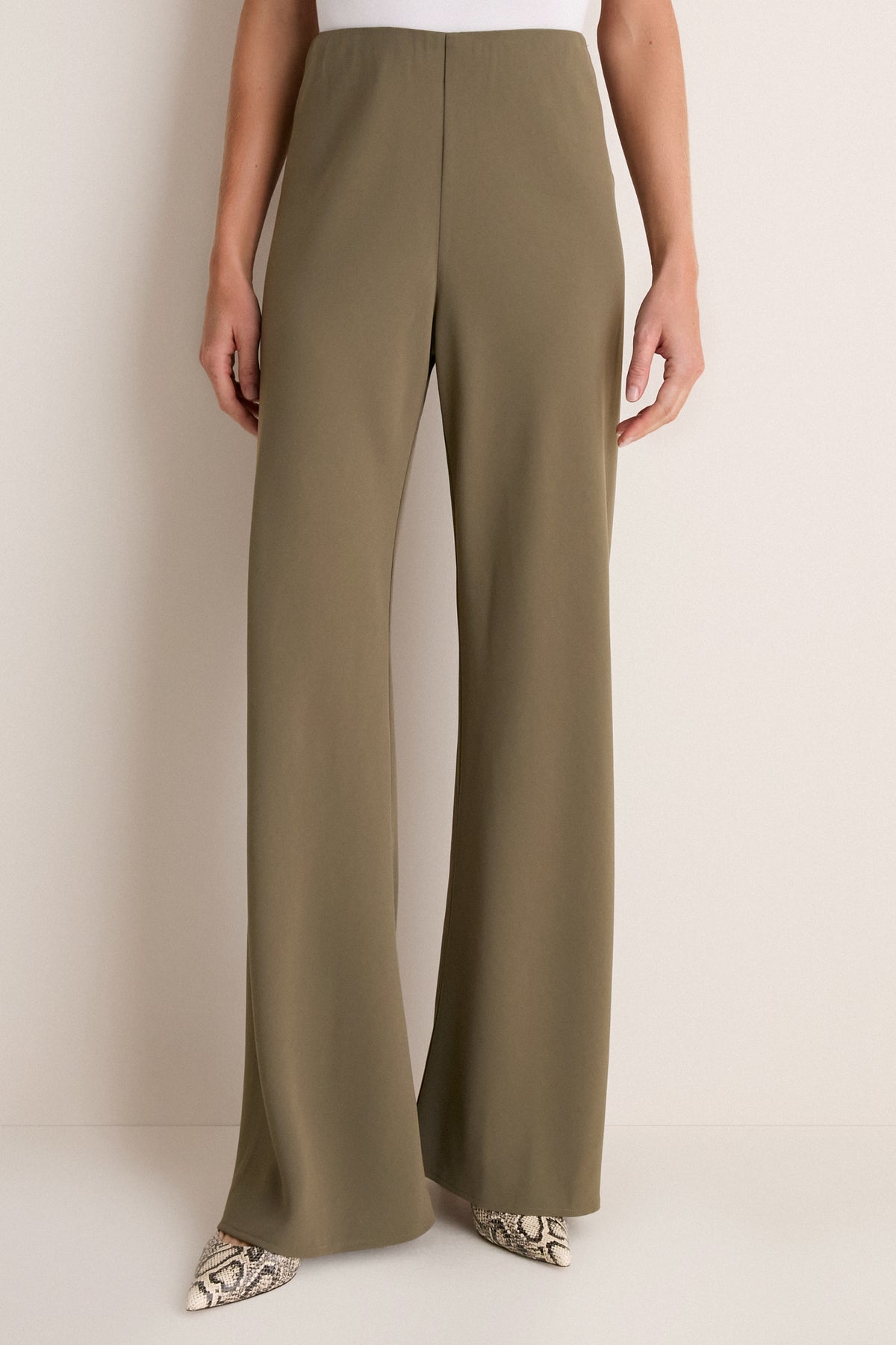 Burnt Olive Crepe Pull On Deja Pants