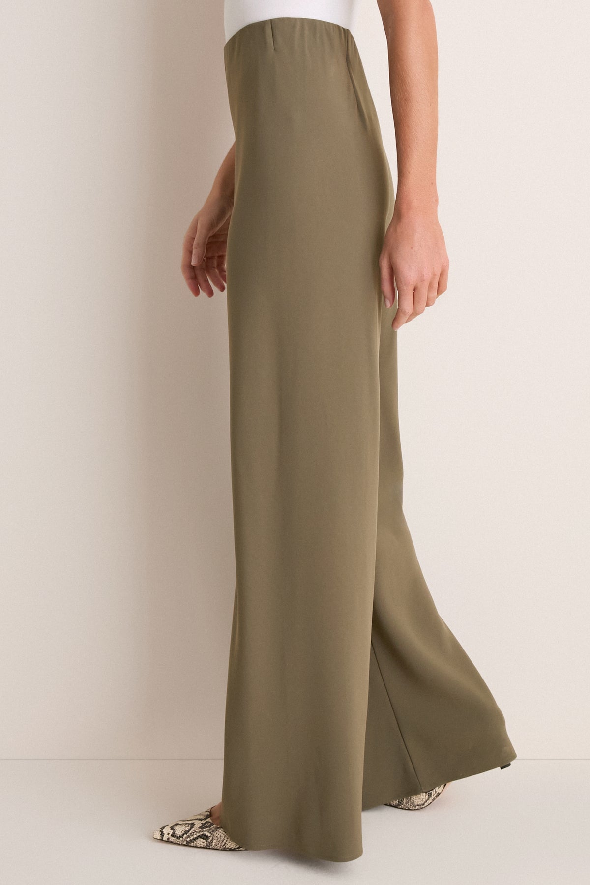 Burnt Olive Crepe Pull On Deja Pants